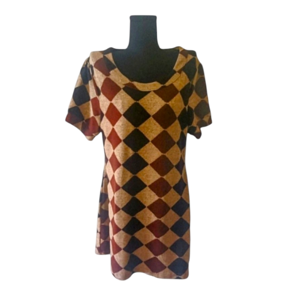 Hessi Brown Checkered Mini Dress
